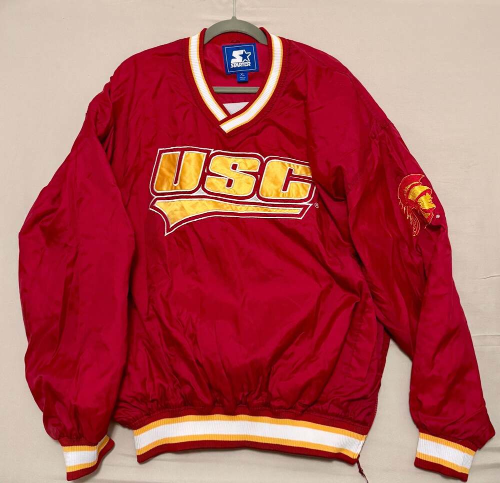 Vintage Starter USC Trojans V-Neck Pullover Windbreaker Size XL